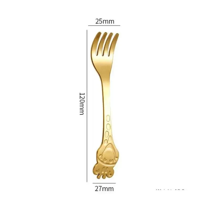 Forks Of Human Engineering Stainless Steel Tableware Durable Spoon Lovely Utensils Fruit Fork Safe For Children. Rich And Colorful