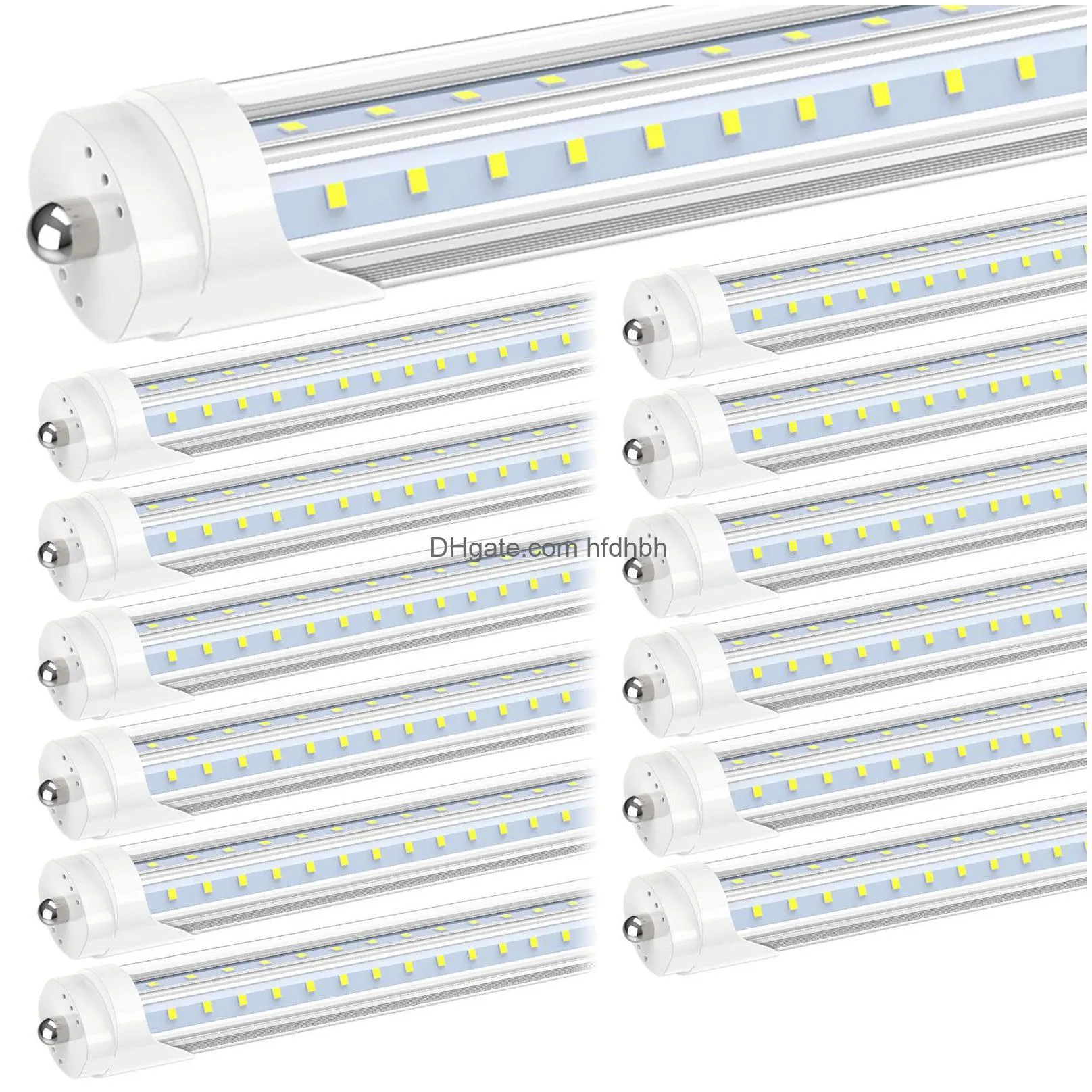 8ft led tubes fa8 single pin 72w v shaped tube dural row 2835 chip lights ac85-265v