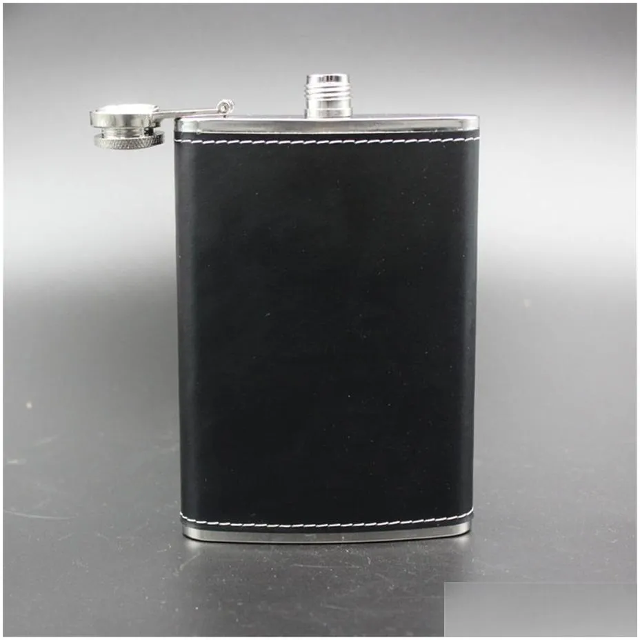 hip flask 9oz/250ml 10oz/280ml 12oz/330ml wine bottles alcohol whisky pocket cup stainless steel pu leather wrap in paper box medium