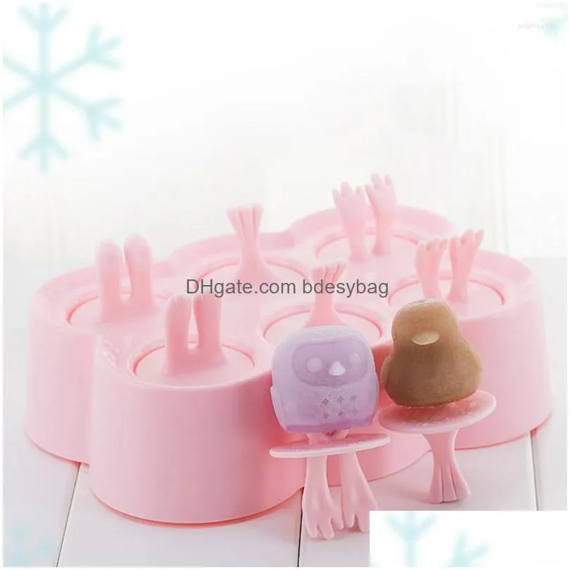 Baking Moulds Baking Mods Summer Popsicle Mold Cartoon Sile Ice Cream Childrens Fruit Juice Diy Household Cube Drop Delivery Home Gard Dhmrq