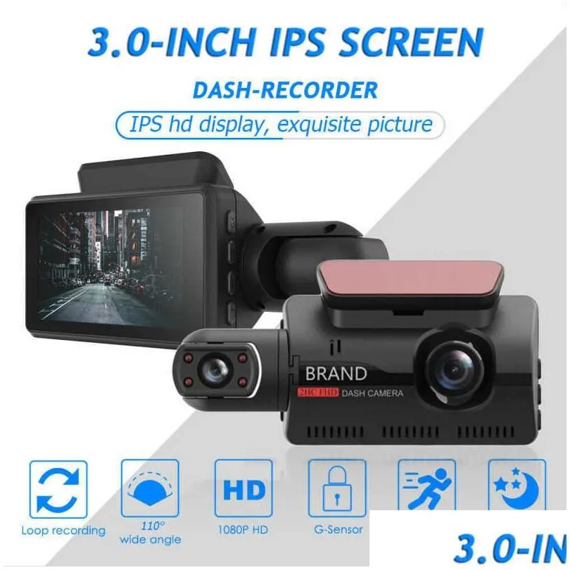 Other Electronics 1080P Wifi Dash Cam Front And Rear Interior 3 Cameras With Gps Dual Lens Car Dvr Night Dashcam Vehicle Camera Drop Dh7Oa