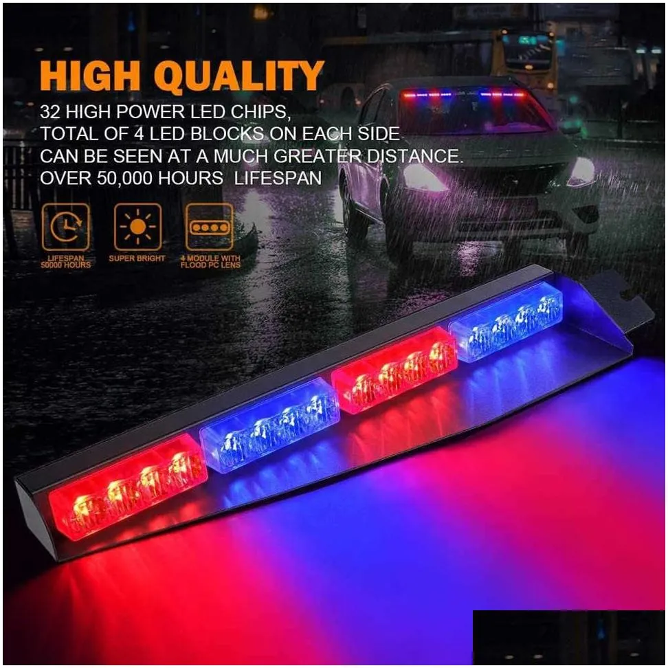 Travel Roadway Product Visor Strobe LED Light Bar Interior Windshield Sunvisor Lamp Emergency Warning Flashing Lights for Voluntee258n