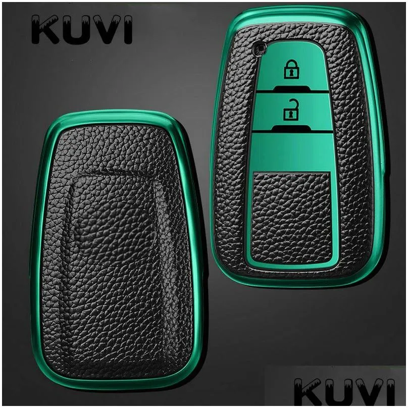 Car Key 2023 Leather Tpu Car Key Er Case Accessories Keychain Ers Protect For Prius Camry Corolla C-Hr Chr Rav4 Drop Delivery Automobi Dhc9L