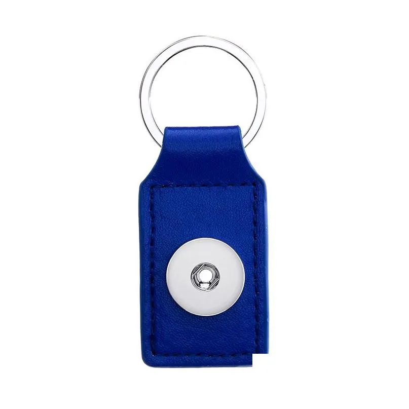 Key Rings Square Leather Keychain Jewelry 18Mm Snap Buttons Key Ring Chain Fit Snaps Keyring Drop Delivery Jewelry Dh6Af
