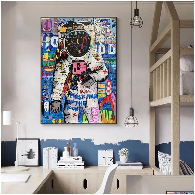 Paintings Iti Street Art Astronaut Poster Painting Canvas Print Wall Picture For Living Room Home Decoration Woo Drop Delivery Home Ga Dhvpw