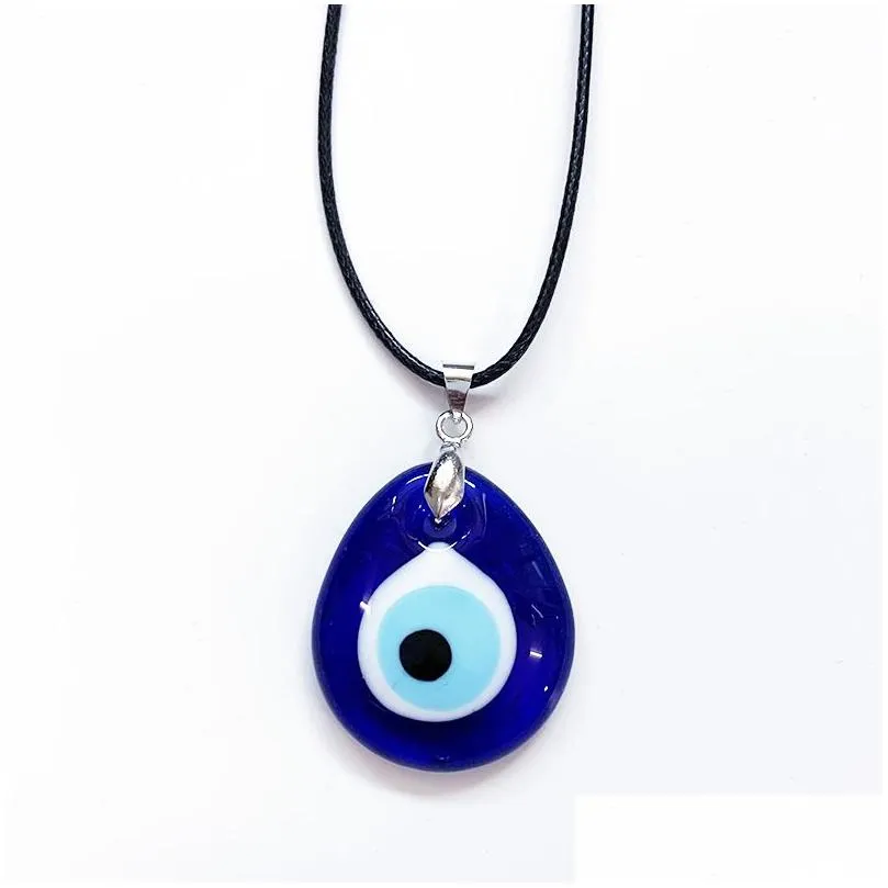 Pendant Necklaces 30Mm Coloured Glaze Blue Evil Eye Necklaces Fashion Lucky Turkish Key Necklace For Friend Jewelry Gift Drop Delivery Dhx65