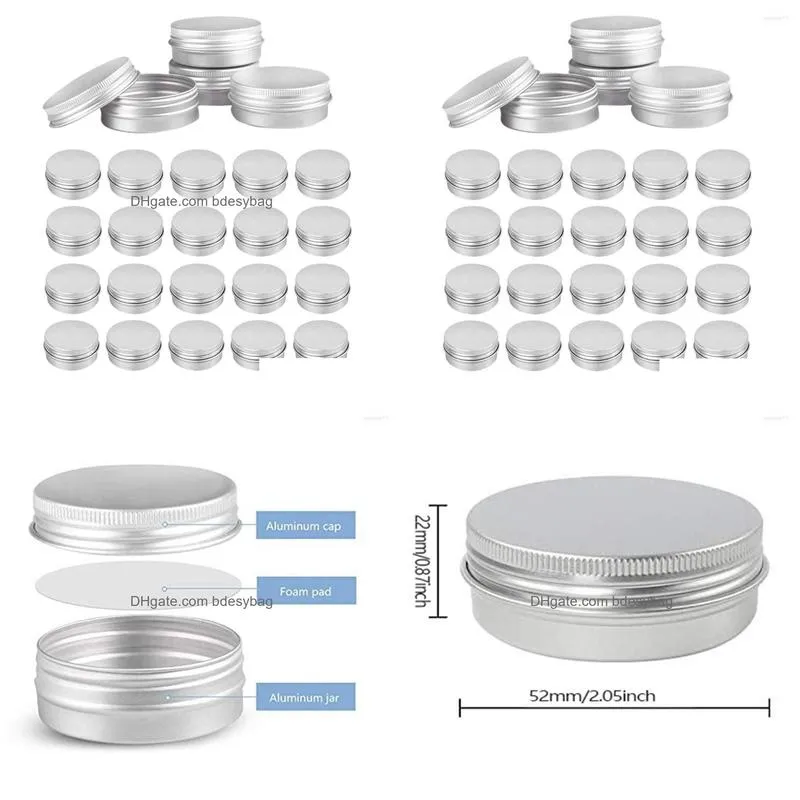 Storage Bottles & Jars Storage Bottles 48 Pcs 1 Oz Tins Sier Aluminum Screw Top Round With Lid Containers Drop Delivery Home Garden Ho Dhcma