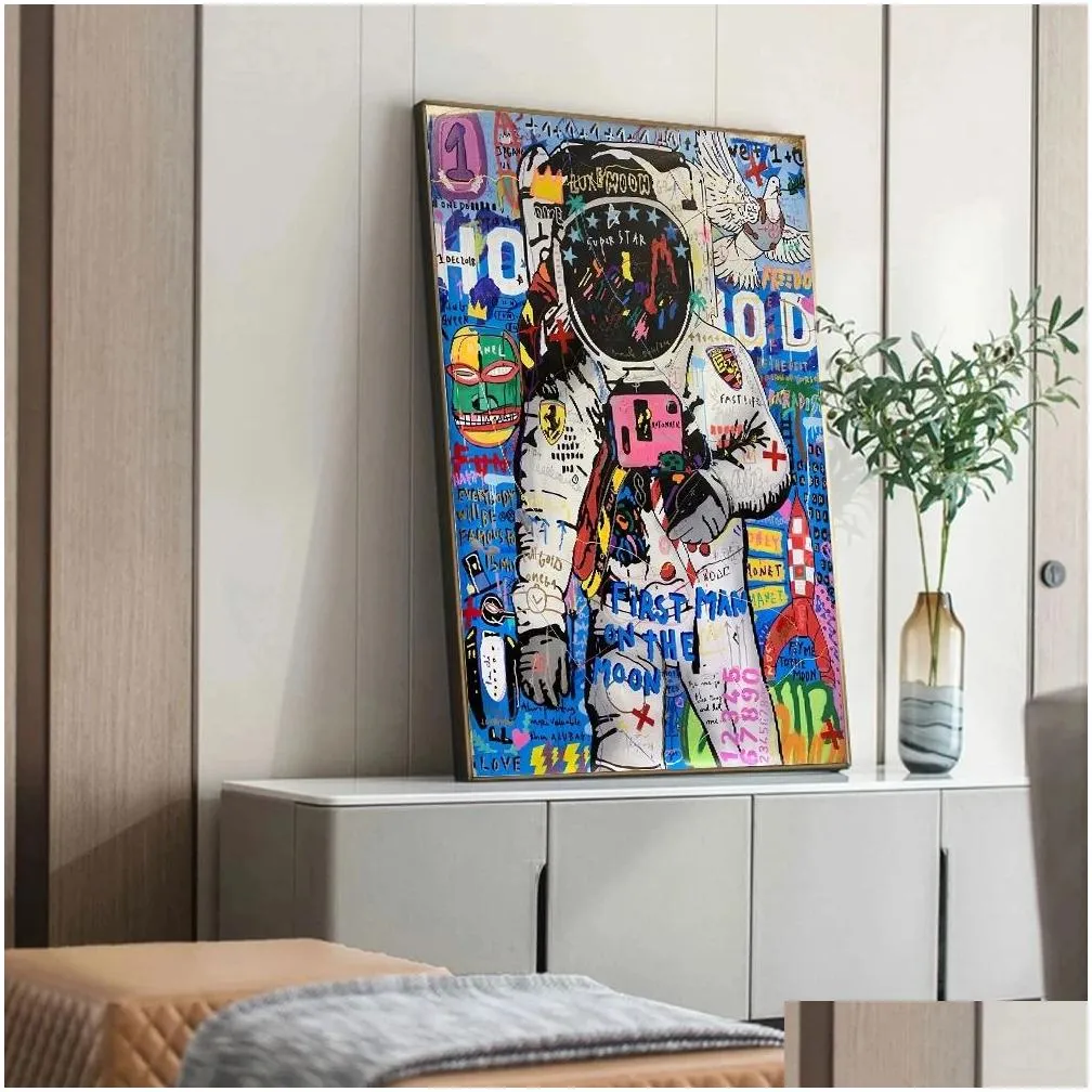 Paintings Iti Street Art Astronaut Poster Painting Canvas Print Wall Picture For Living Room Home Decoration Woo Drop Delivery Home Ga Dhvpw