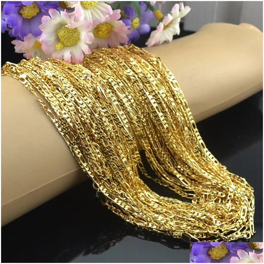 Chains 10Pcs Gold 2Mm Size Figaro Necklace 16-30 Inches Fashion Woman Jewelry Simple Sweater Chain Factory Price Can Be Drop Delivery Dhjle