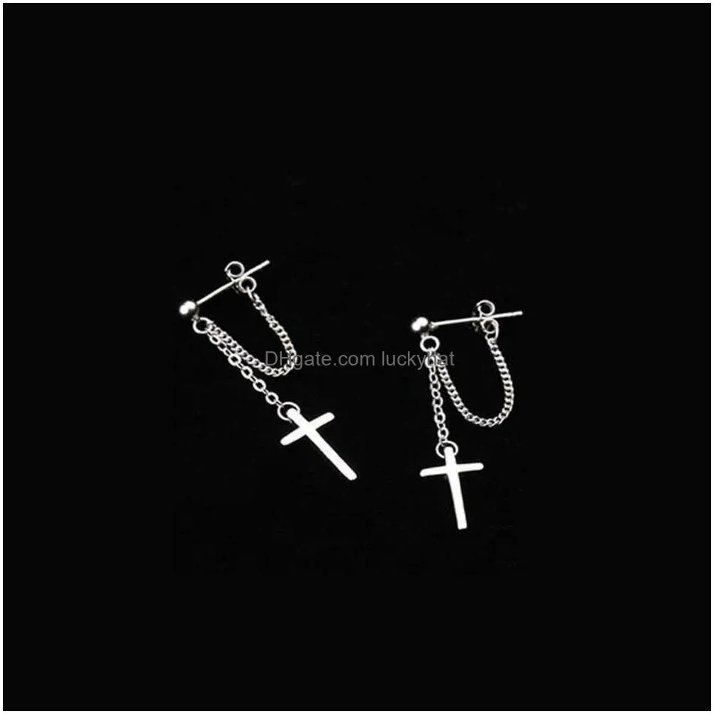 Stud Personalized Cross 2022 New Handsome With A Cool Style Advanced Couple And Social Punk Earrings Drop Delivery Jewelry Earrings Dho4N