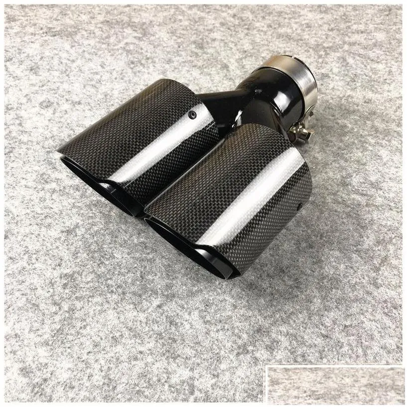 Muffler 1 Pcs Fl Carbon Fiber Add Glossy Black Stainless Steel Exhaust Pipes Akrapovic Car Dual Tips Drop Delivery Mobiles Motorcycl