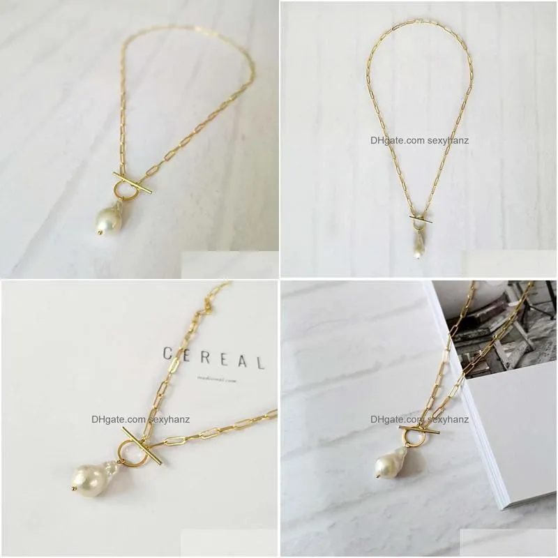 pendant necklaces gold toggle clasp boho necklace small pearl genuine freshwater for women unique jewelry