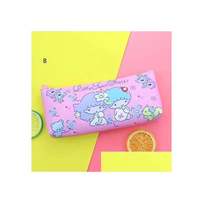 Pencil Bags Wholesale Fashion Cute Pink Purple Kuromi Melody Pencil Bag Big Capacity Cinnamoroll Zipper Accessories 4 Styles 21X10.5X3 Dhfqk