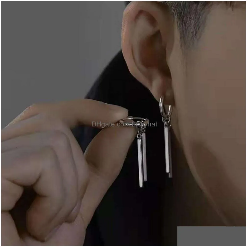 Stud Made Of Pure Titanium Steel High-End Trendy Personalized Ruffian And Handsome. Earrings For Men Saon No Punching Drop Delivery Je Dhtli