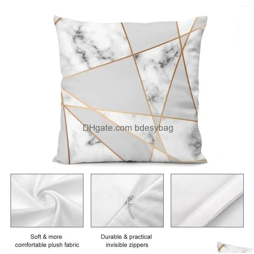 Cushion/Decorative Pillow Pillow Copper Smokey Marble Geo Throw Er For Sofa Decorative Ers Drop Delivery Home Garden Home Textiles Dhbfq