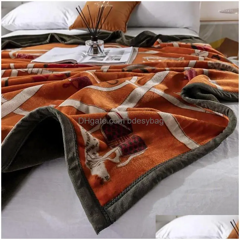 Blankets Blankets Soft Warm Coral Fleece Blanket Sheet Bedspread Sofa Throw Light Thin Mechanical Wash Flannel Drop Delivery Home Gard Dhtly