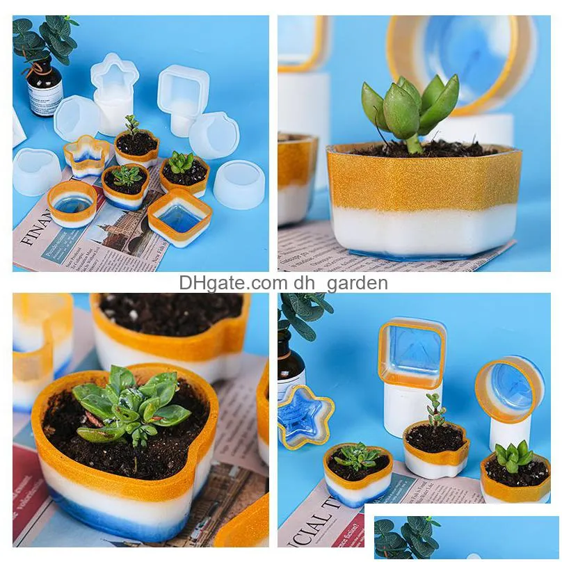 Molds Sile Plant Pot Molds Cactus Succent Flower Planter Epoxy Resin Casting Mods Diy Arts Drop Delivery Jewelry Jewelry Tool Dhgarden Dhekl