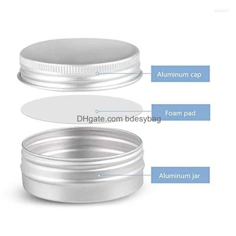 Storage Bottles & Jars Storage Bottles 48 Pcs 1 Oz Tins Sier Aluminum Screw Top Round With Lid Containers Drop Delivery Home Garden Ho Dhcma