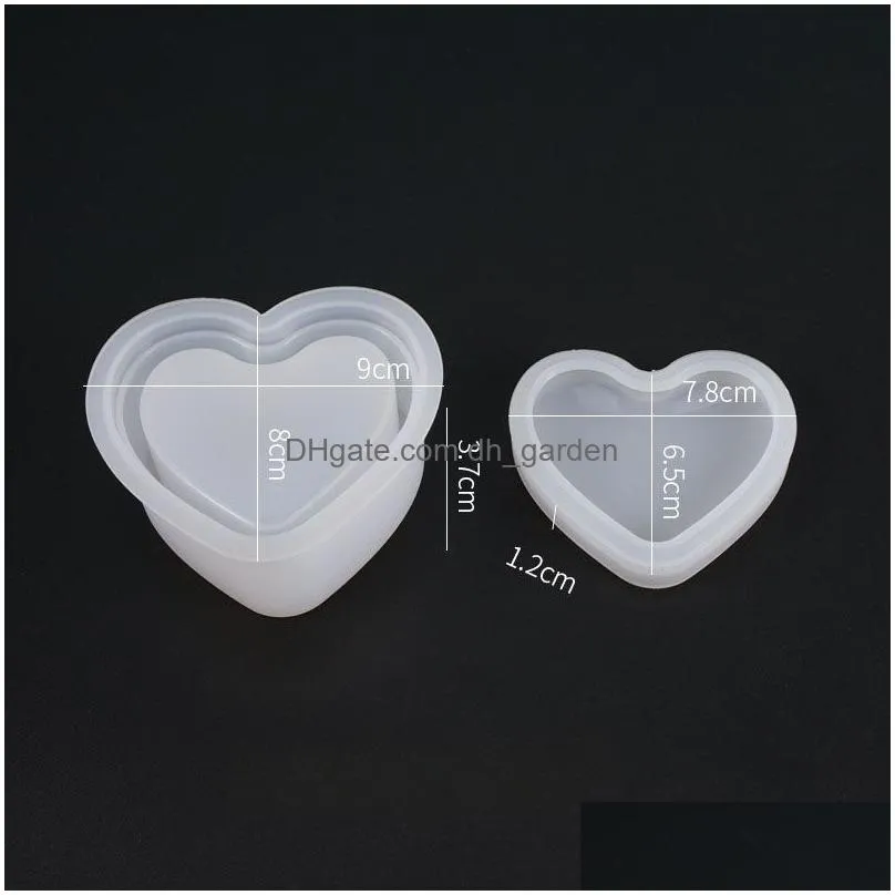 Molds Square Trinket Box Sile Mold Jewelry Molds Round Heart Shape Resin Make Your Own Storage Epoxy Art Drop Delivery Jewel Dhgarden Dhrxx