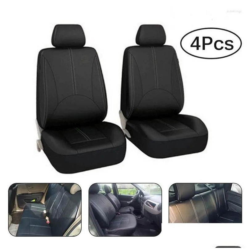 Car Seat Covers Car Seat Ers Aimaao Fl Set - Premium Faux Leather Motive Front And Back Protectors For Truck Suv Drop Delivery Automob Dh7Io