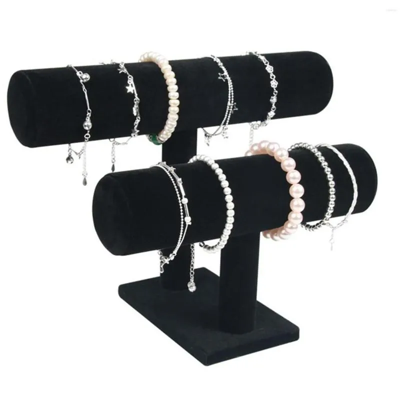 jewelry pouches 2 tier t-bar bracelet display stand holder for storage jewelery