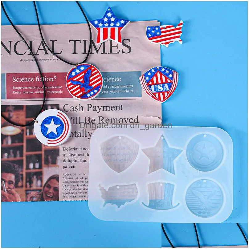 Molds Usa Flag Resin Molds Keychain Pendant Mold Star Round Epoxy Gift For Day Drop Delivery Jewelry Jewelry Tools Equipment Dhgarden Dhvir