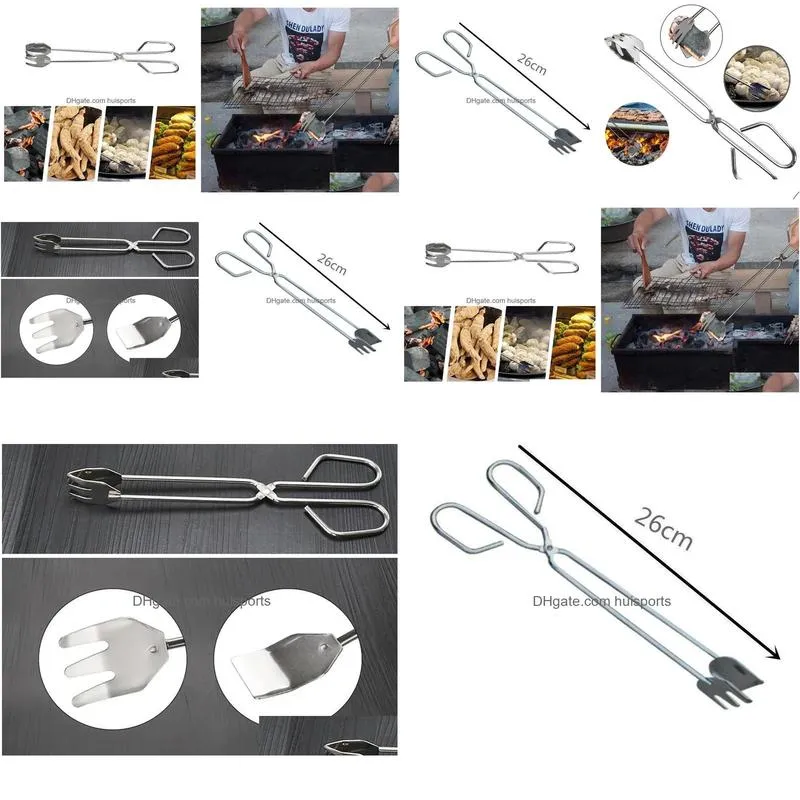 convenient bbq tools stainless steel scissors type grilled food clip barbecue accessories portable tongs outdoor gadget jn12