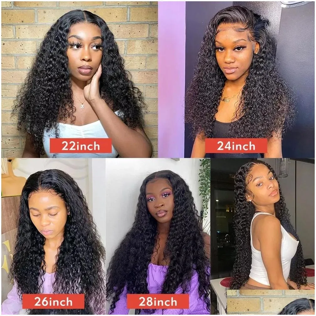 Synthetic Wigs 36 Inch Long Loose Deep Wave Brazilian Human Hair Wigs Transparent Synthetic Curly Lace Front Wig For Drop Delivery Ha Dhff8