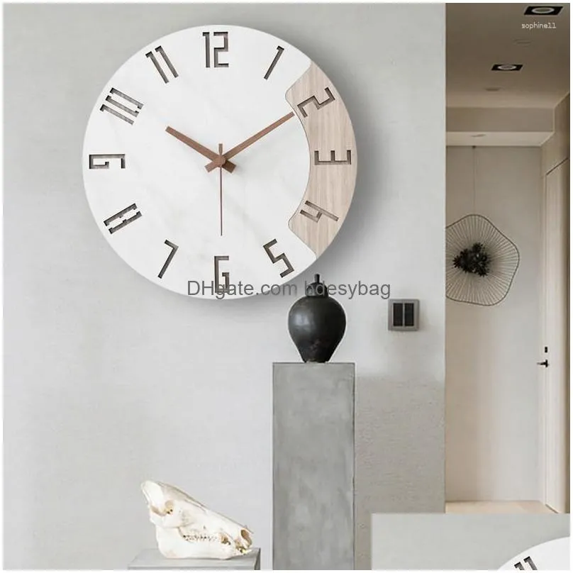 Wall Clocks Wall Clocks Quartz Hanging Wood Luxury Living Room Silent Clock Unusual Stylish Modern Horloge Decorative Drop Delivery Ho Dhk89