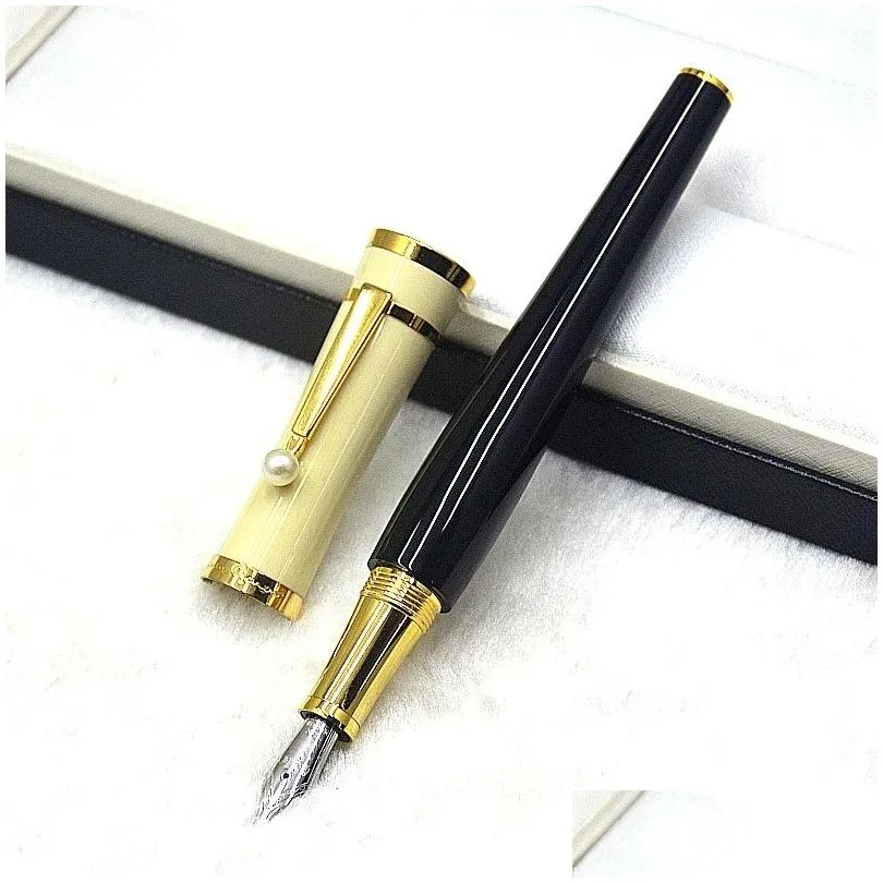 wholesale collection goddess greta garbo black resin rollerball pen fountain ballpoint pens writing office school supplies with pearl