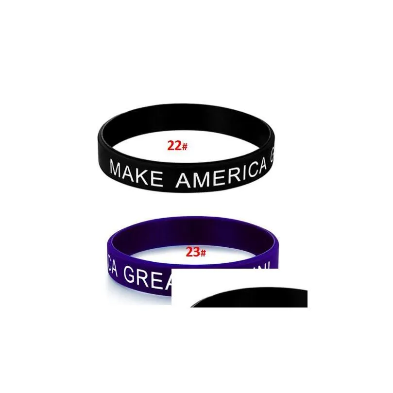 23 types TRUMP Make America Great Again Letter Silicone Wristband Rubber Bracelet Trump Supporters Wristband Bracelets Basketball