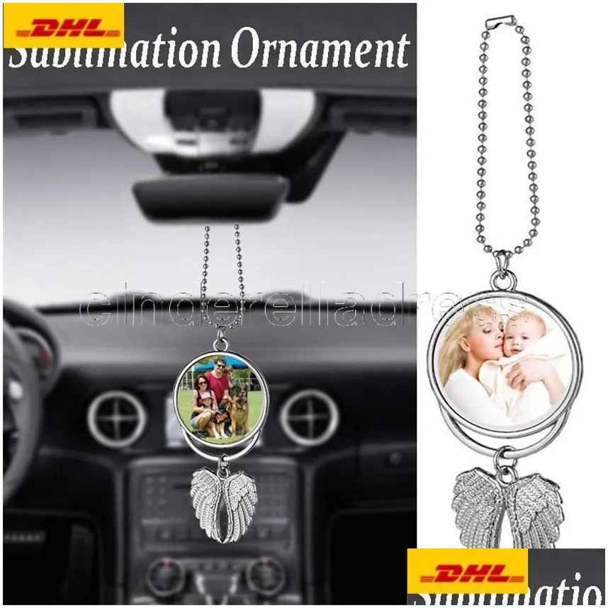 sublimation big wings necklaces pendants sublimation blanks car pendant angel wing rearview mirror decoration hanging ornaments