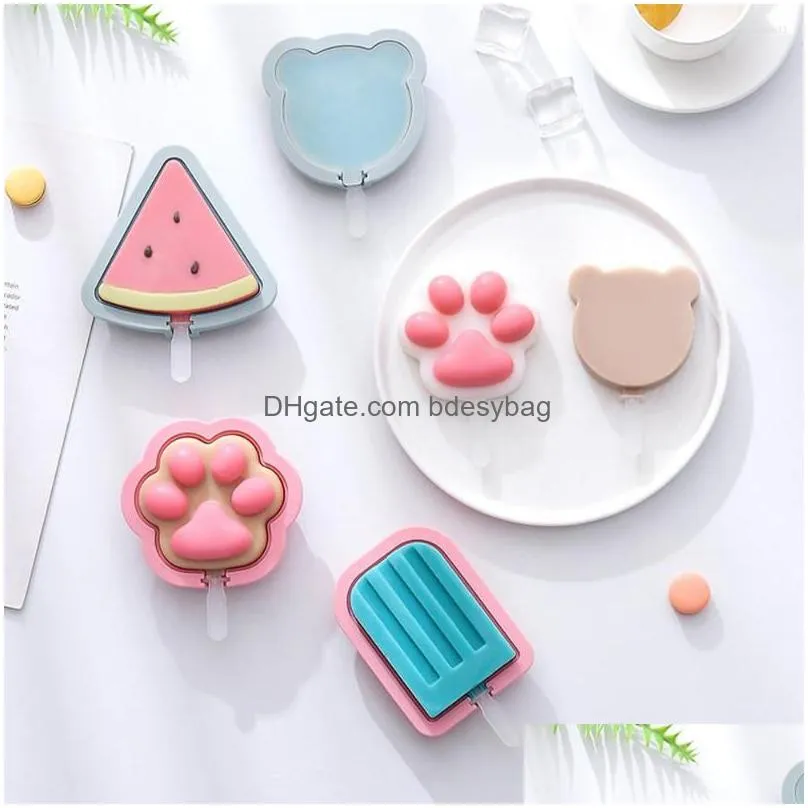 Baking Moulds Baking Mods Square Triangle Sile Ice Cream Mold Cube Tray Chocolate Popsicle Molds Diy Dessert Homemade Tools Reusable D Dhs7U