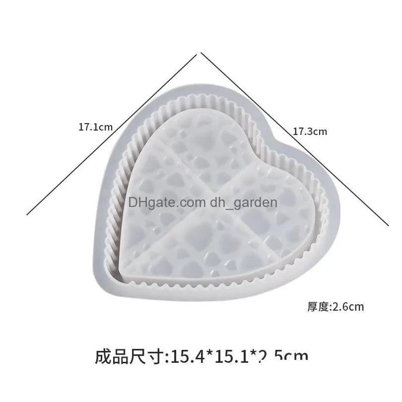 Molds Heart Shape Resin Dish Tray Molds With Wave Edge And Watermark Bottom Flexible Sile Jewelry Plate Mod Drop Delivery Je Dhgarden Dh3Jc