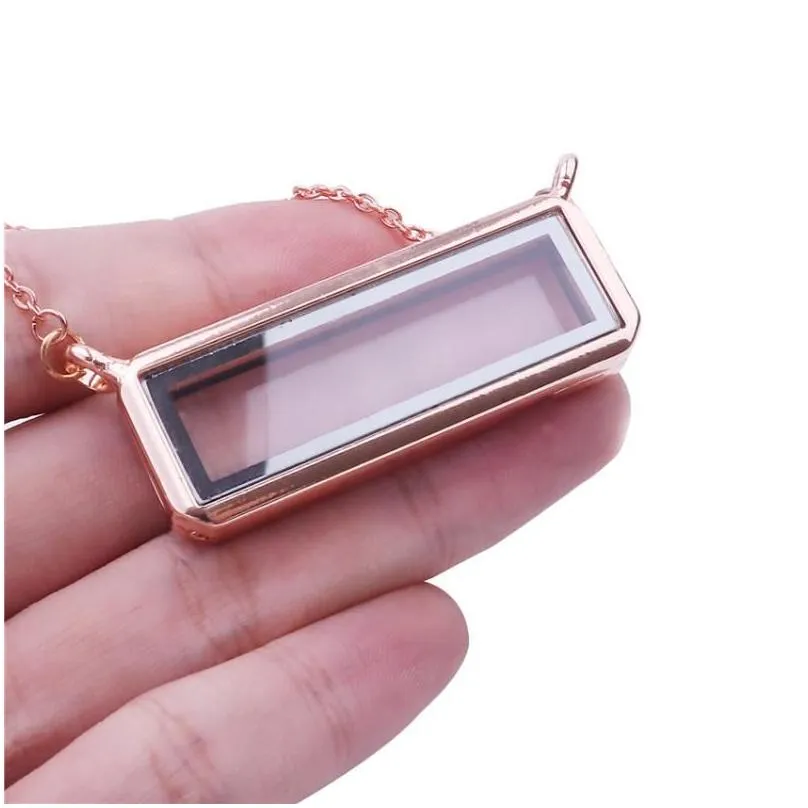 charms 1pc good quality square glass locket magnetic open pendant necklacecharms charmscharms