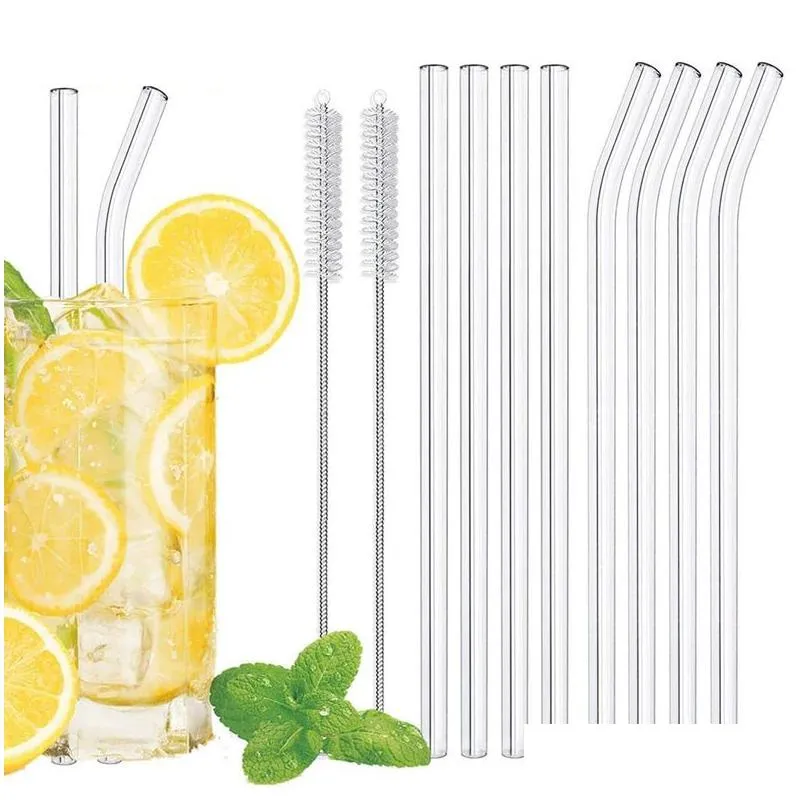 20cm glass smoothie straw reusable clear drinking straws for smoothie milkshakes environmentally friendly drinkware straw