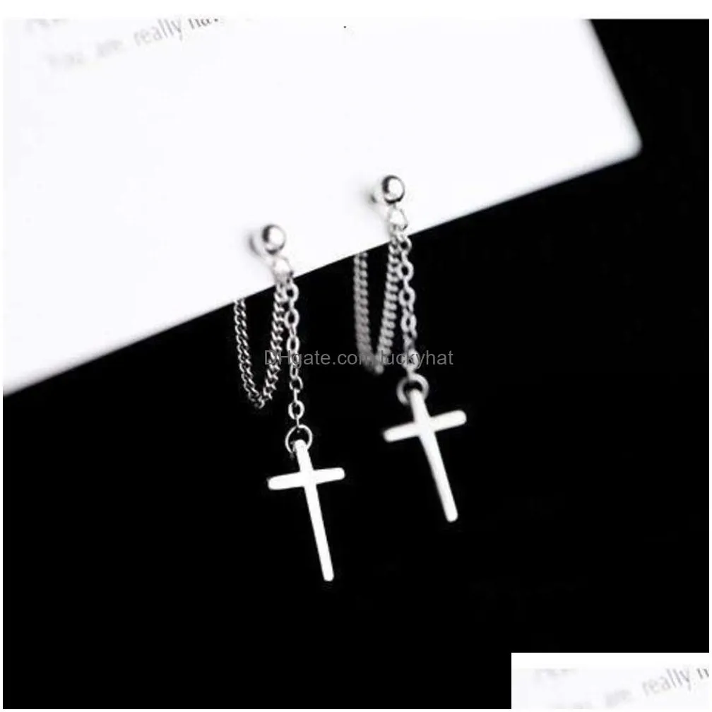 Stud Personalized Cross 2022 New Handsome With A Cool Style Advanced Couple And Social Punk Earrings Drop Delivery Jewelry Earrings Dho4N