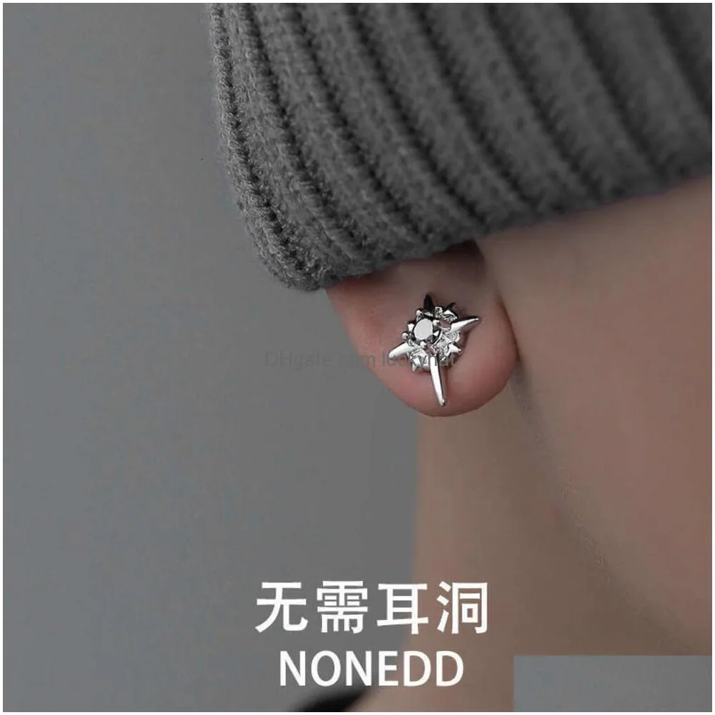 Stud North Star Painless Ear Female Earbone Clip Male Earstuds Advanced Sense Student Hole Earrings Drop Delivery Jewelry Earrings Dh0Xs