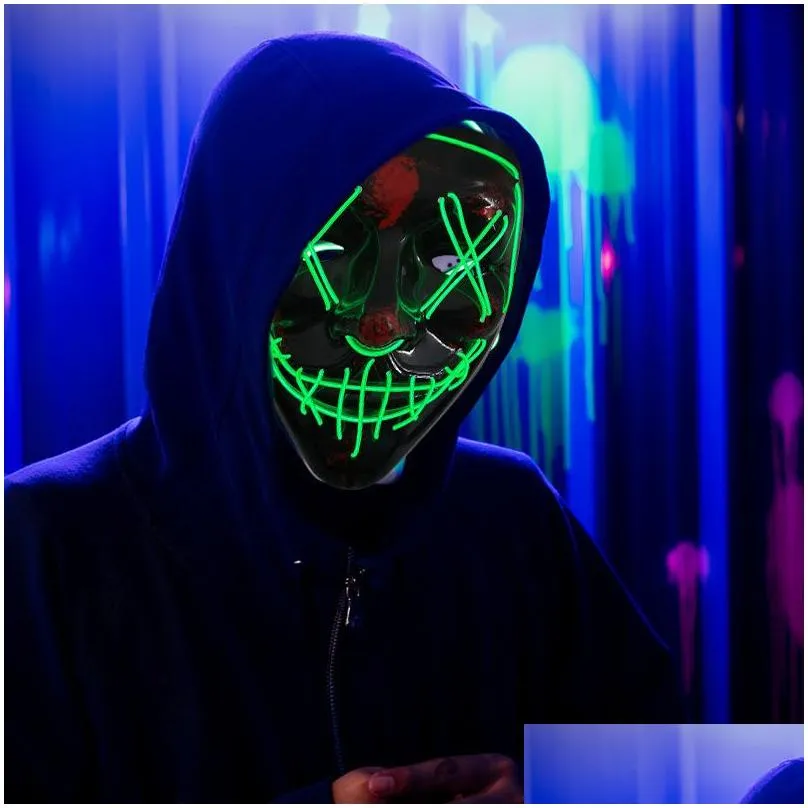 cosmask halloween neon mask led masks party masquerade light glow in the dark funny masks cosplay costume supplies