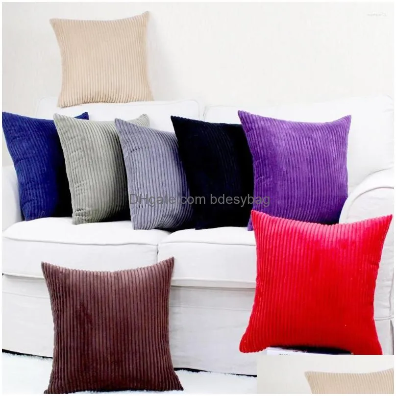 Cushion/Decorative Pillow Pillow 45Cm Corduroy Solid Color Pillowcase 2023 Nordic Sofa Home Decor Christmas Gift Drop Delivery Home Ga Dhara