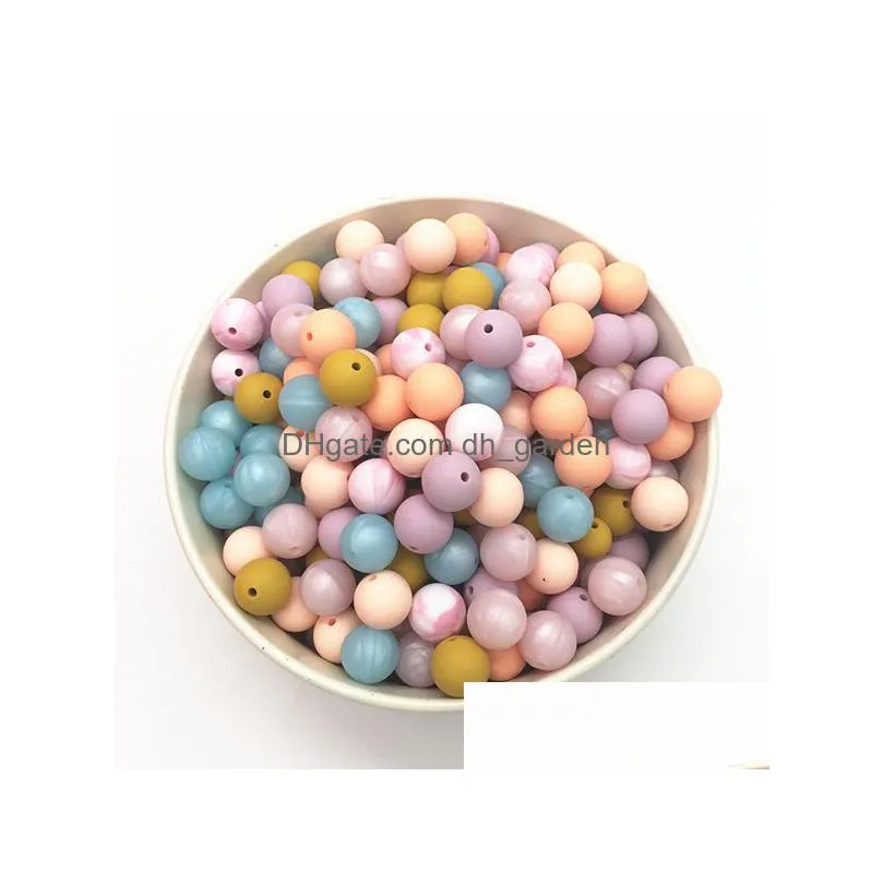 Other 12Mm Sile Beads Food Grade Teething Nursing Chewing Round Loose Colorf Diy Necklace Teether Jewelry Sensory Drop Deliv Dhgarden Dhex1