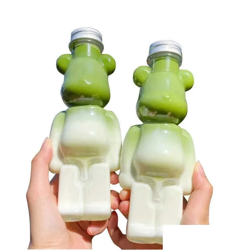 400-700ml cartoon bearbrick water bottle kawaii plastic drinking bottles water cups nail art diy jewelry bear storage bottle