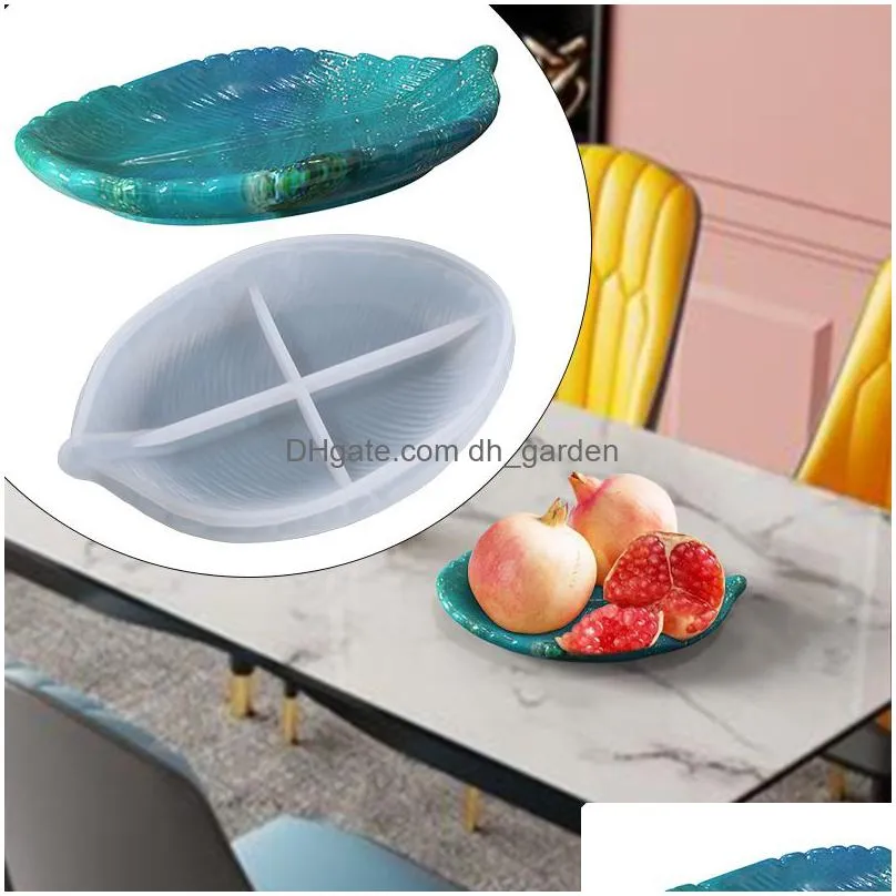 Molds Tree Leaf Shape Tray Crystal Epoxy Resin Mold Fruit Jewelry Storage Sile Mod Serving Dish Drop Delivery Jewelry Jewelr Dhgarden Dh3Kd