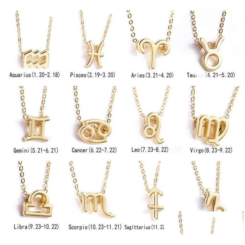 Pendant Necklaces 12 Zodiac Necklaces With Gift Card Constellation Sign Pendant Sier Chains Necklace For Men Women Fashion Jewelry Epa Dhb5P