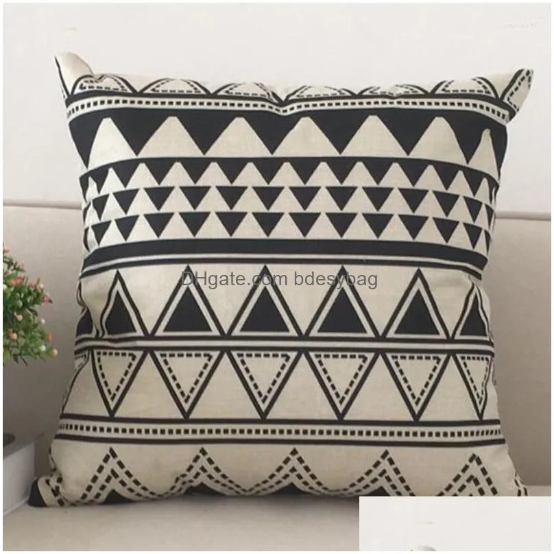 Cushion/Decorative Pillow Pillow Morden Er Cotton Pillowcase Striped Sofa Fabric Craft Office Pillowcases Personality Drop Delivery Ho Dhr8A