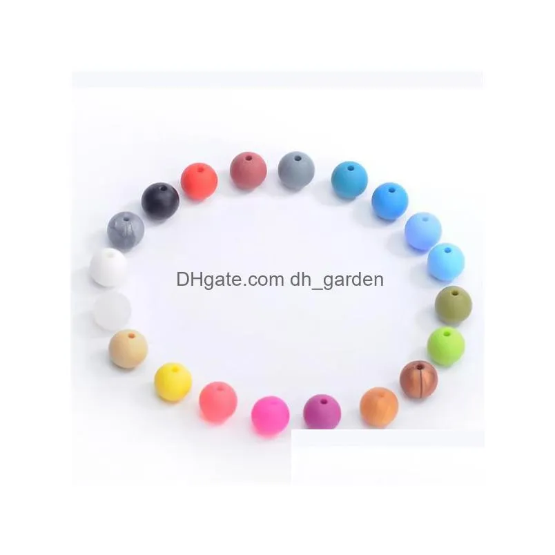 Other 12Mm Sile Beads Food Grade Teething Nursing Chewing Round Loose Colorf Diy Necklace Teether Jewelry Sensory Drop Deliv Dhgarden Dhex1