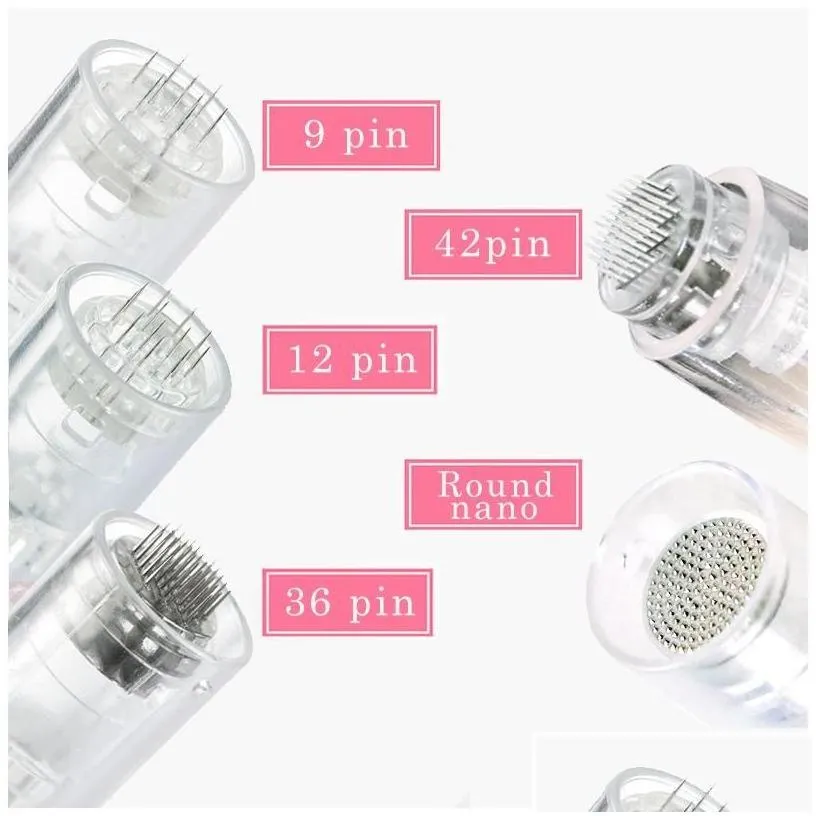 Beauty Microneedle Roller Microneedling 9/12/36/42/Round Nano Pins Needle Cartridge For Mym Derma Pen Bayonet Screw Port Micro Dr. Dro