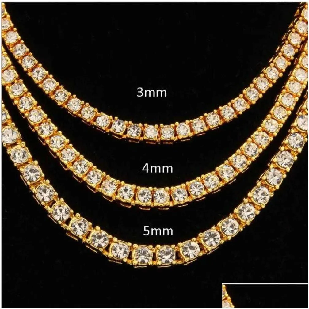 Pendant Necklaces Hiphop 18K Gold Iced Out Diamond Chain Necklace Cz Tennis For Men And Drop Delivery Jewelry Necklaces Pendants Dhfzq