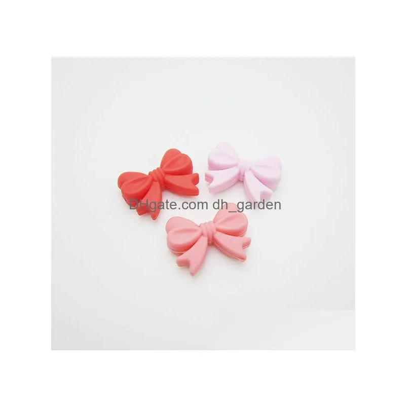 Other Bow Tie Sile Beads Baby Teether Toy Pendant Food Grade Diy Teething Necklace Jewelry Making Soother Chain Bowknot Drop Dhgarden Dhets