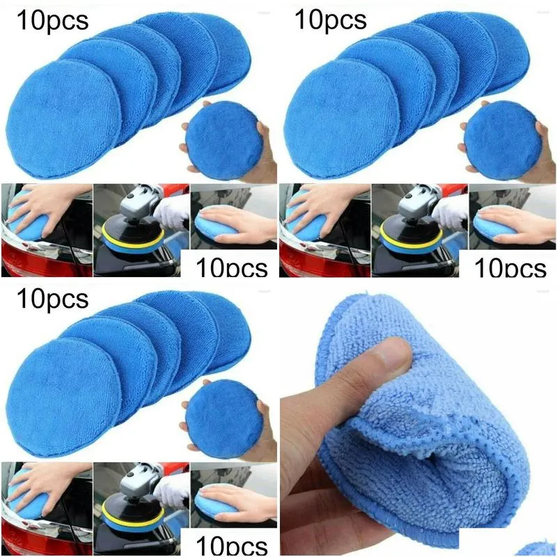 Car Wash Solutions Durable Polishing Pad Wax Foam Sponge Replacement Cleaning Kits Equipment Microfiber 10pcs Supplies